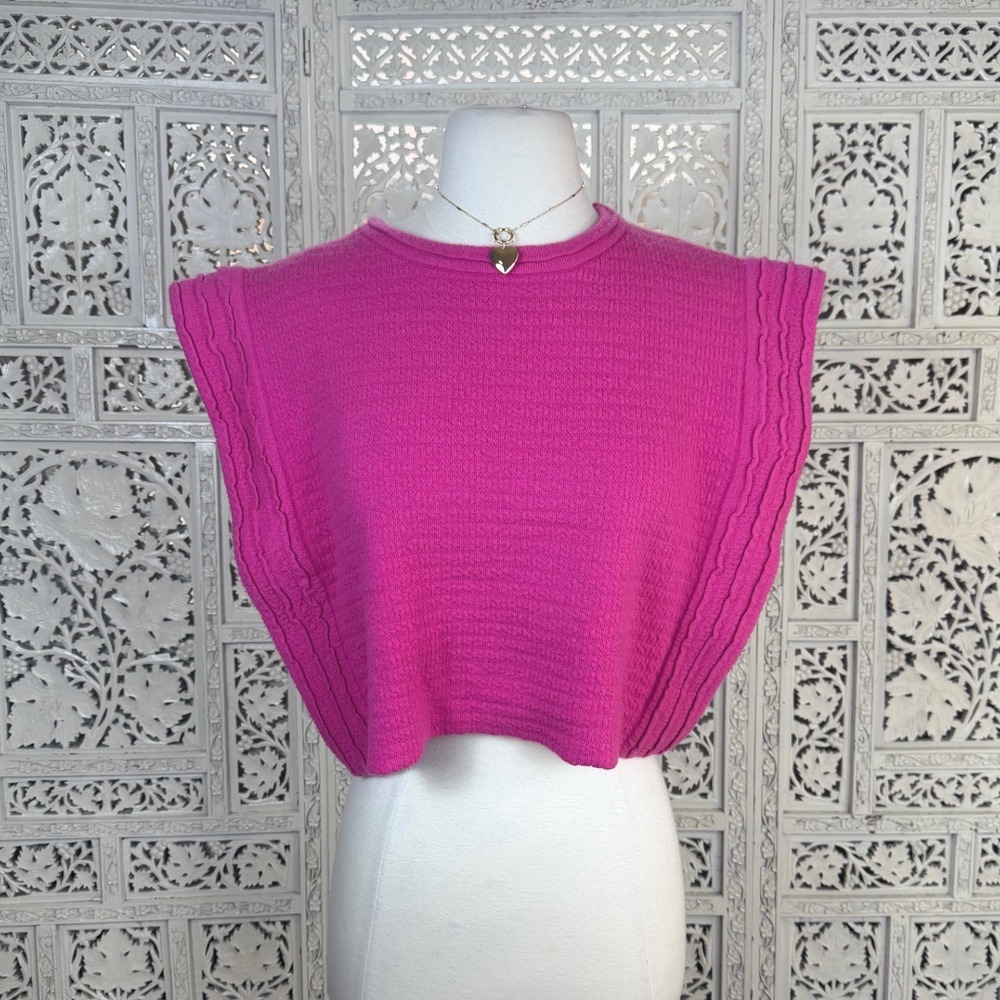 Kerisma Pink Imogen Crop Top One Size Sleeveless Oversized Minimalist Textured‎